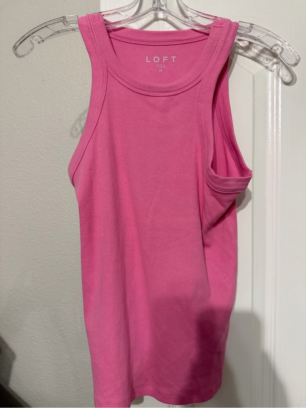 LOFT Bright Pink Ribbed Tank medium